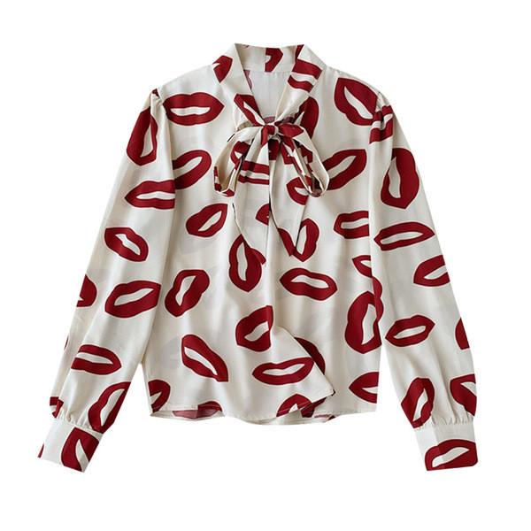 Naprakész női ing szalaggal és színes mintával