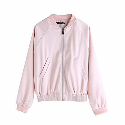 Vékony tavaszi-őszi kabát rózsaszín és zöld színben, fényes hatással