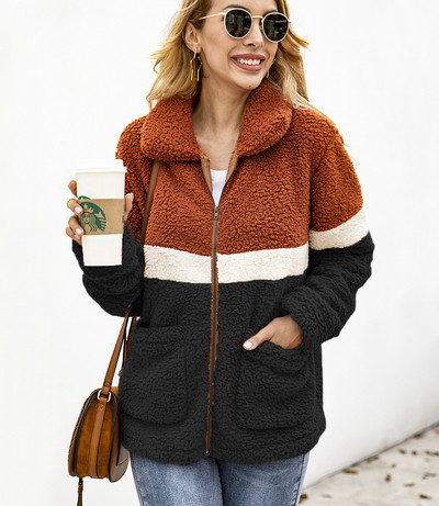 Női alkalmi pulóver zsebbel és cipzárral, három színben