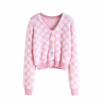 Vastag rövid kardigán színes gombokkal és hosszú ujjakkal