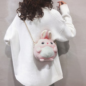 Nyuszi formájú válltáska rózsaszín, kék és szürke színben