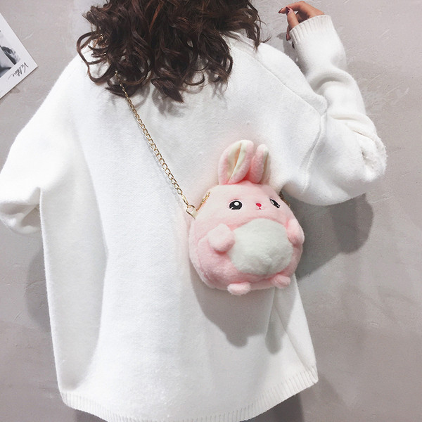 Nyuszi formájú válltáska rózsaszín, kék és szürke színben