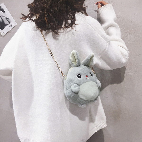 Nyuszi formájú válltáska rózsaszín, kék és szürke színben