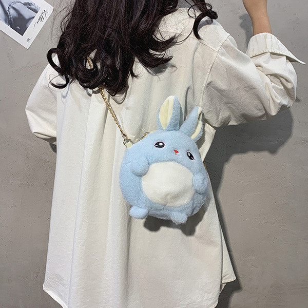 Nyuszi formájú válltáska rózsaszín, kék és szürke színben