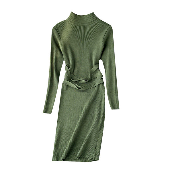 Modern női őszi ruha magas gallérral több színben