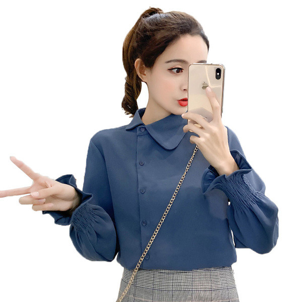 Stílusos női ing két színben, gombokkal és hosszú ujjú