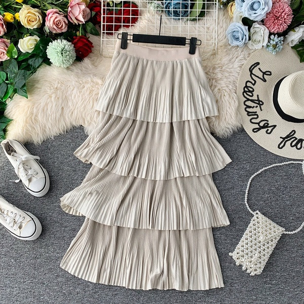 Modern női hosszú szoknya, magas derékkal, öt színben