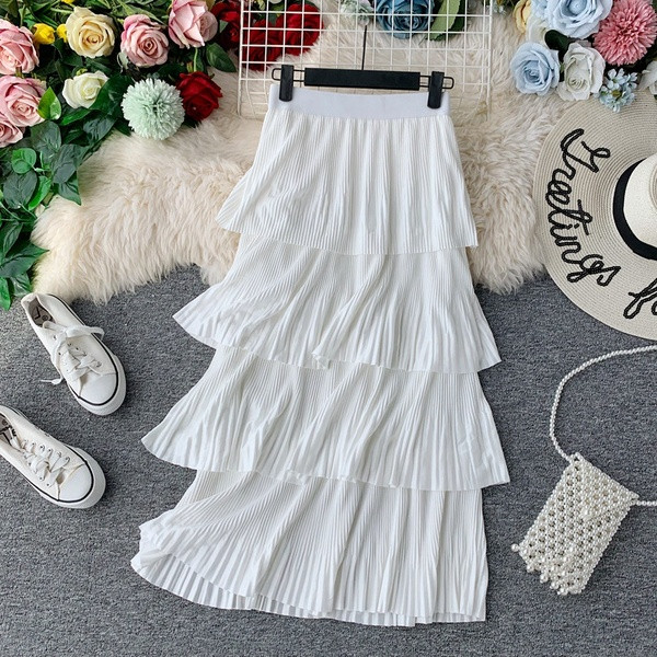 Modern női hosszú szoknya, magas derékkal, öt színben