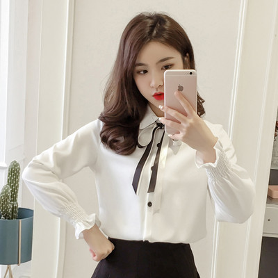 Stílusos női ing három színben nyakkendővel és gombbal