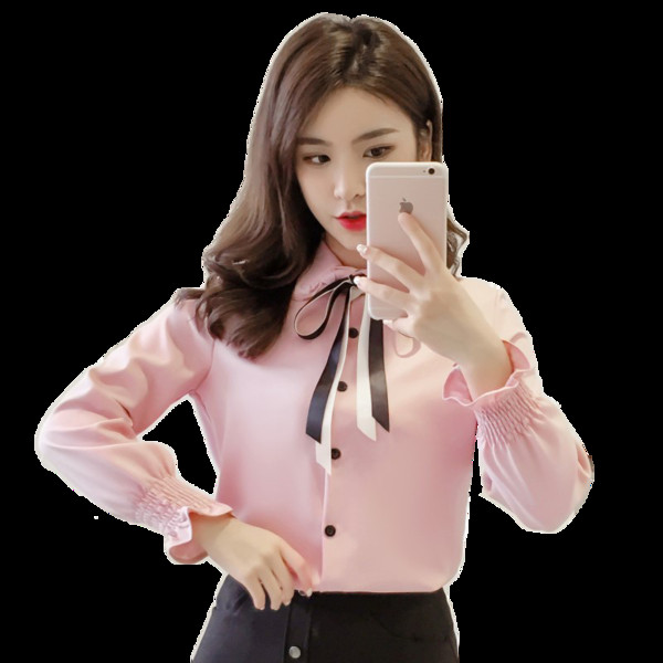 Stílusos női ing három színben nyakkendővel és gombbal