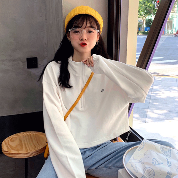 Női széles rövid blúz két színben, cipzárral