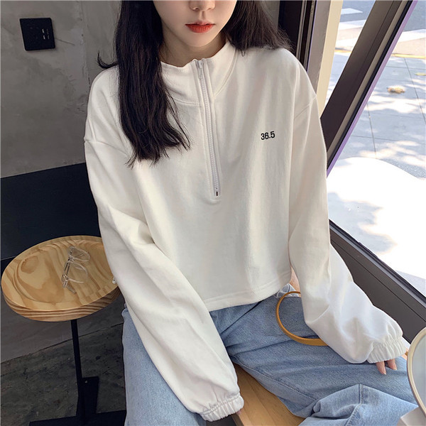 Női széles rövid blúz két színben, cipzárral