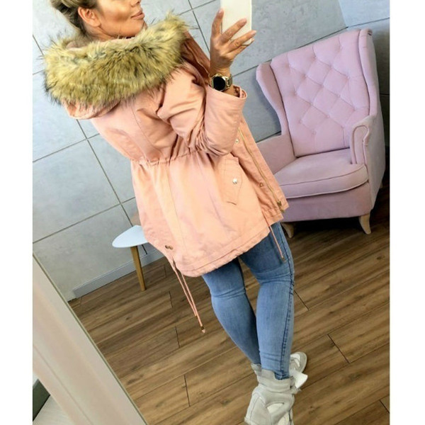 Modern női kabát kapucnis és pehely több színben