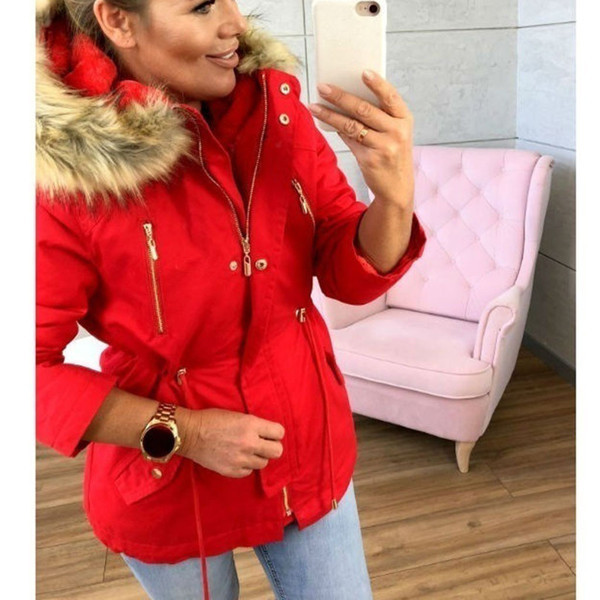 Modern női kabát kapucnis és pehely több színben