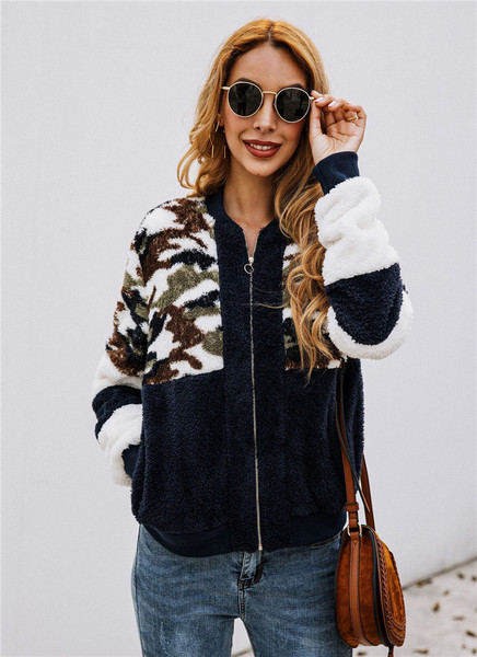 Új modell női pulóver terepszínű mintával és cipzárral fekete és kék színben