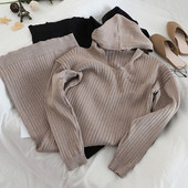 Rochie de iarna de dama cu gluga in negru, maro si gri