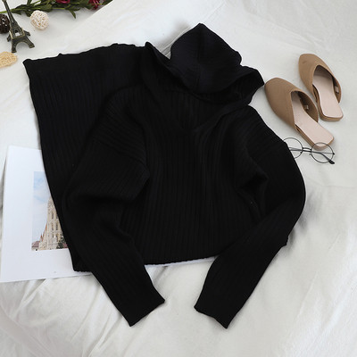 Rochie de iarna de dama cu gluga in negru, maro si gri