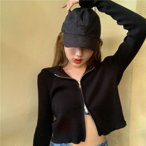 Női rövid kardigán három színben, cipzárral