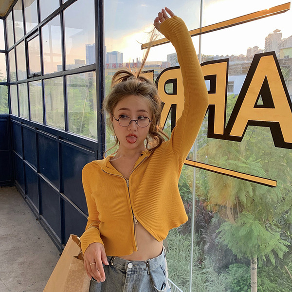 Női rövid kardigán három színben, cipzárral