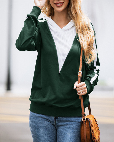 Νέο μοντέλο γυναικείο φούτερ κουκούλα σε μπλε και πράσινο χρώμα