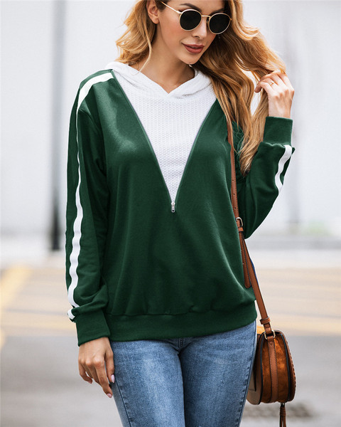 Νέο μοντέλο γυναικείο φούτερ κουκούλα σε μπλε και πράσινο χρώμα