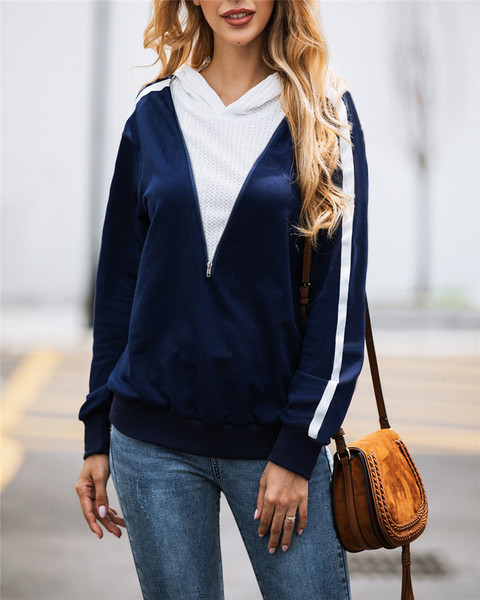 Νέο μοντέλο γυναικείο φούτερ κουκούλα σε μπλε και πράσινο χρώμα