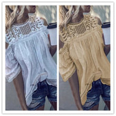 Modern női csipkeblúz 3/4 ujjal, négy színben