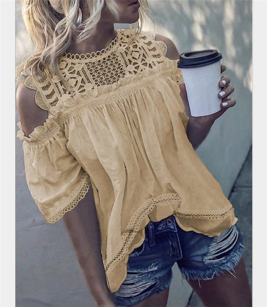 Modern női csipkeblúz 3/4 ujjal, négy színben