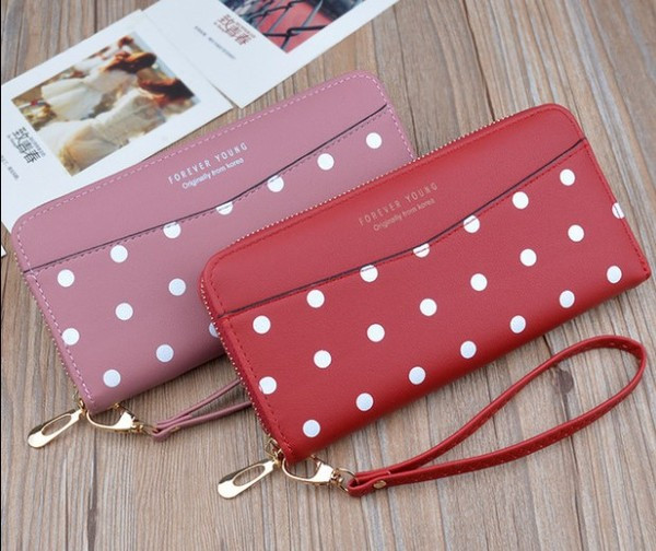 Geanta de dama cu puncte in albastru, rosu, roz si negru