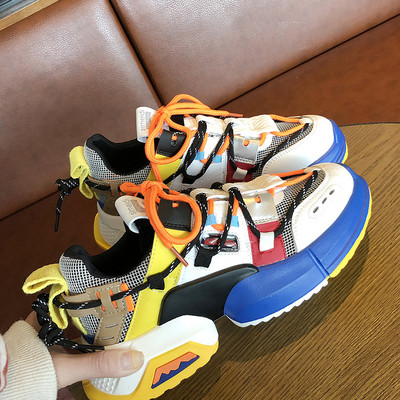 Modern női tornacipő durva talppal, színes nyakkendőkkel több színben