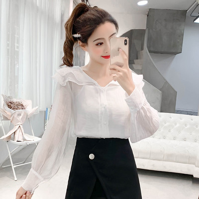 Γυναικείο πουκάμισο σε τρία χρώματα με V-λαιμόοψη και κουμπιά