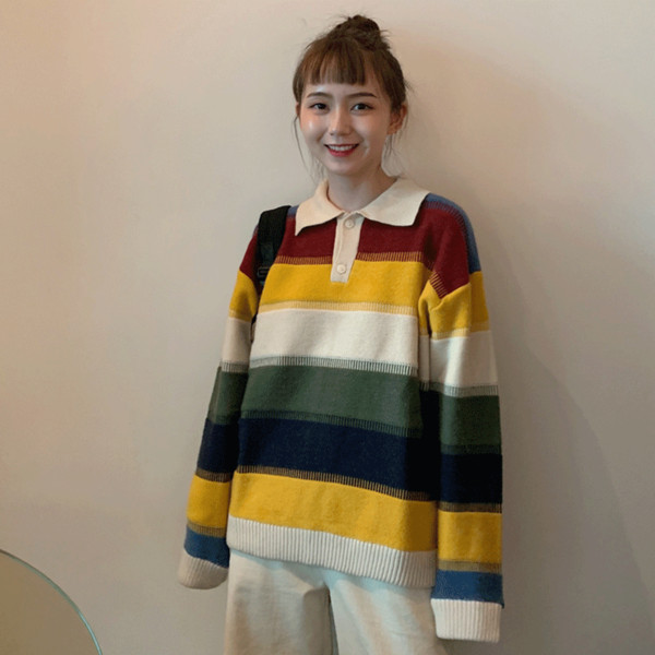 Alkalmi női pulóver két színben, klasszikus gallérral