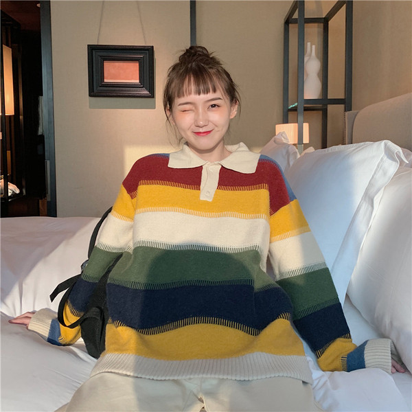 Alkalmi női pulóver két színben, klasszikus gallérral