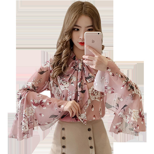 Stílusos női blúz rózsaszín és kék színben virágos motívumokkal