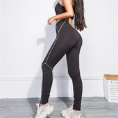 Sport női leggings sima modell magas derékkal, fekete színben