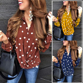 Modern női ing három színben pöttyökkel és spitz nyakkivágással