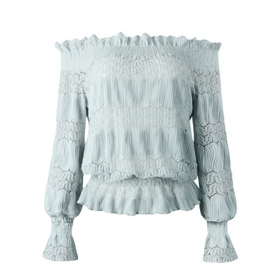 Modern női ing csónakos nyakkivágással és lótusz ujjal több színben