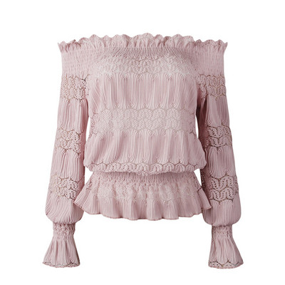 Modern női ing csónakos nyakkivágással és lótusz ujjal több színben