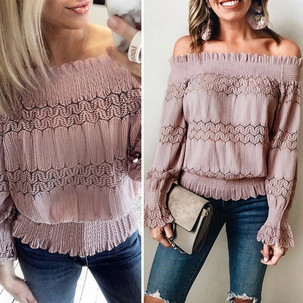 Modern női ing csónakos nyakkivágással és lótusz ujjal több színben