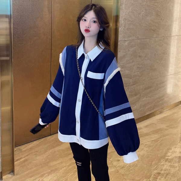 Cardigan de dama in albastru model lat