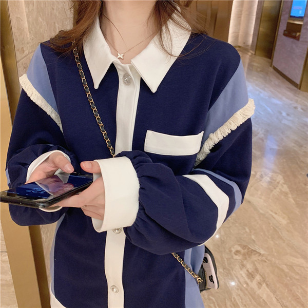 Cardigan de dama in albastru model lat