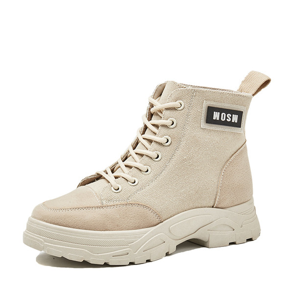 Cizme de toamna de dama din piele intoarsa cu talpa aspra in roz, bej si negru