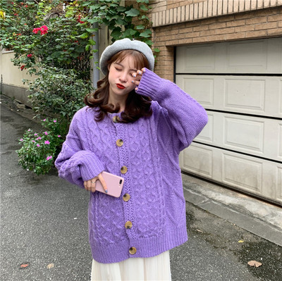 Γυναικεία ζακέτα με ωοειδές λαιμόκοψη και κουμπιά σε τρία χρώματα