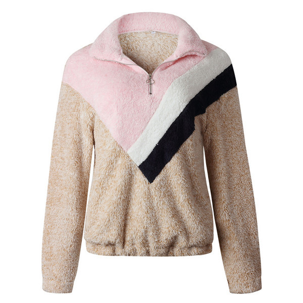 Új modell modern női pulóver bézs színben cipzárral