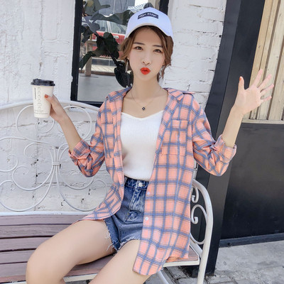 Cămașă de damă în carouri în două culori cu buzunar