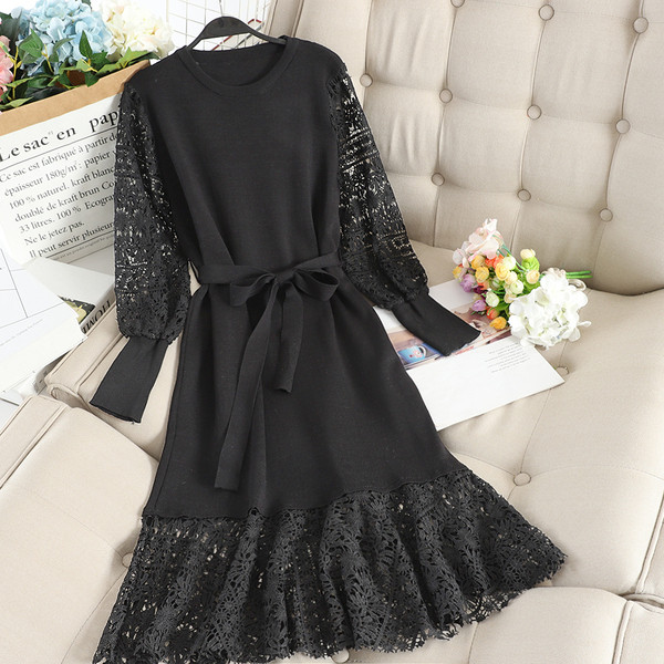 Női hosszú ruha derékkötővel, három színben