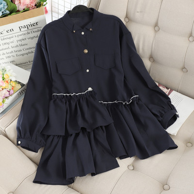 Modern női ing modell fekete és kék színben