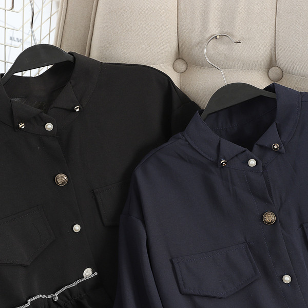 Modern női ing modell fekete és kék színben