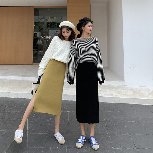 Fusta dama casual in doua culori model drept