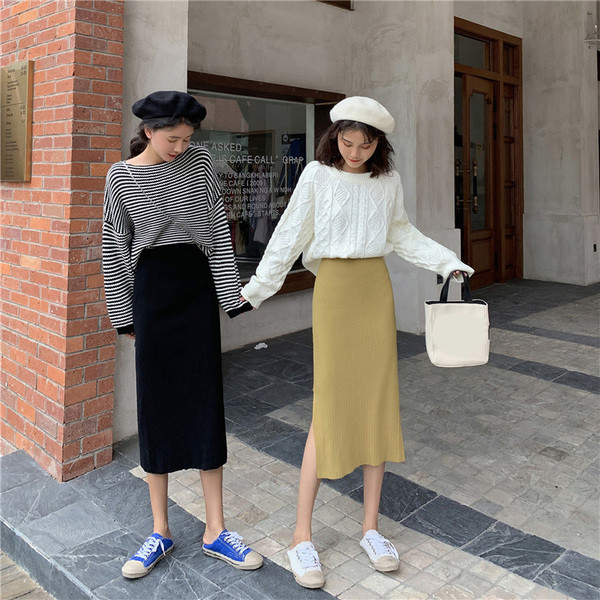 Fusta dama casual in doua culori model drept